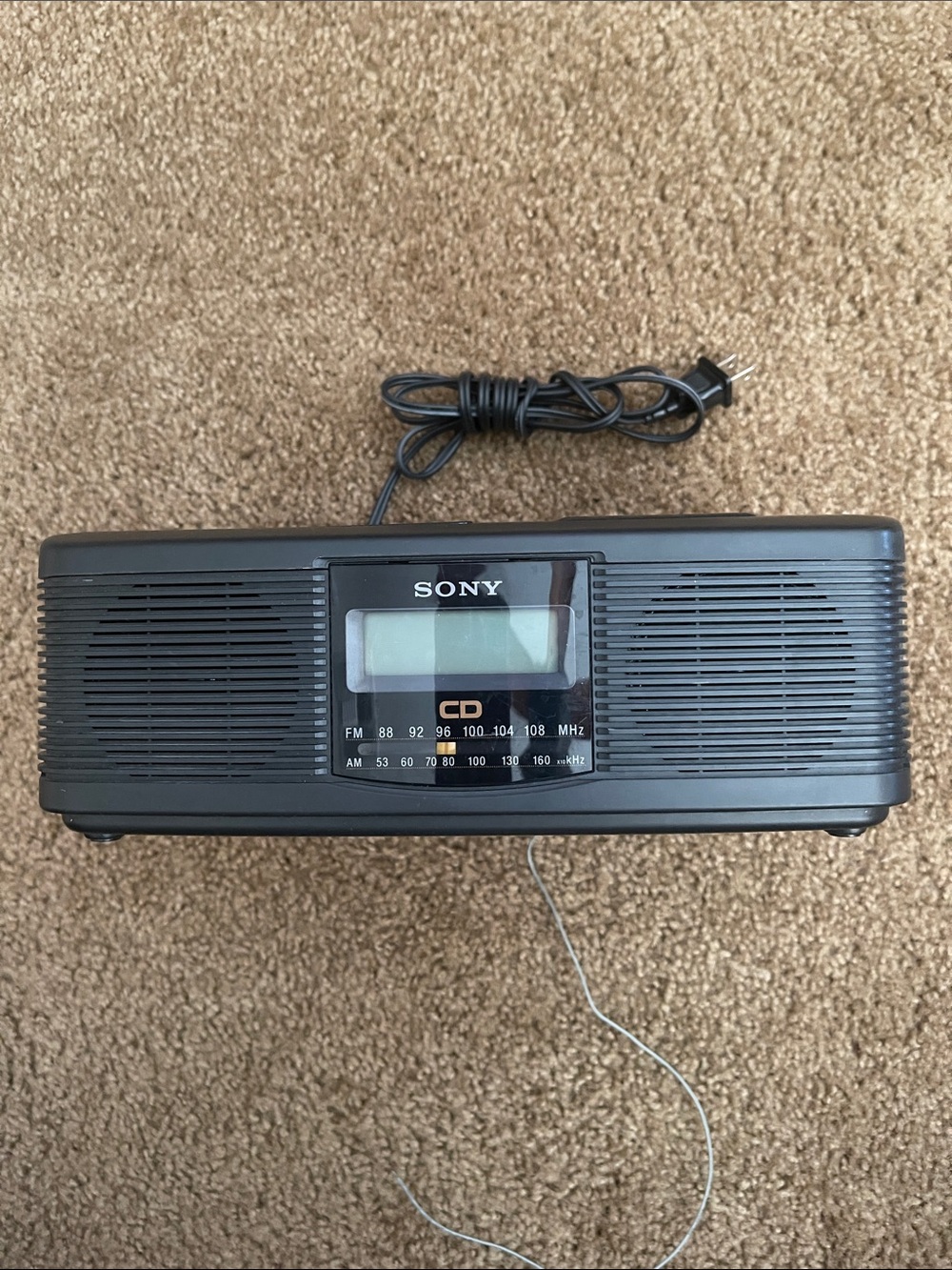 Sony Black Portable CD Clock Radio with Speakers Model Number NO.ICI-0D810